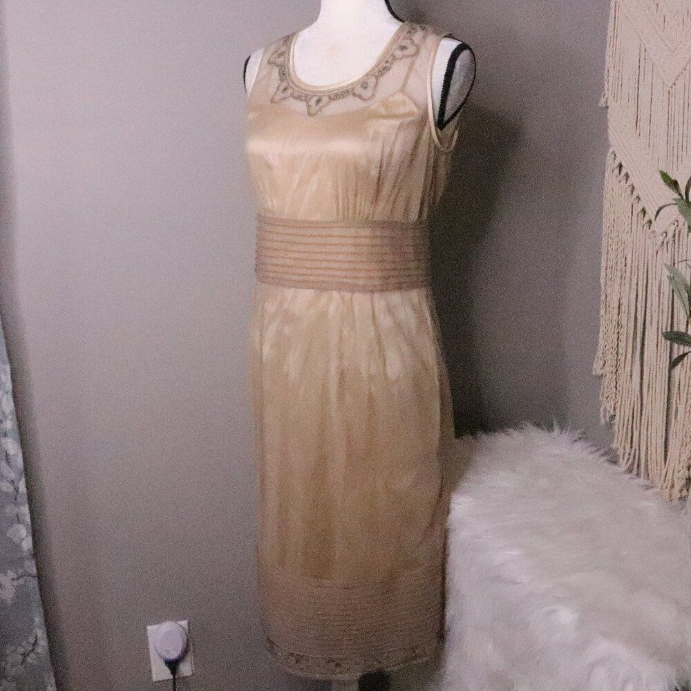 Badgley Mischka | Sleeveless Embroidered Midi Dress 6‎